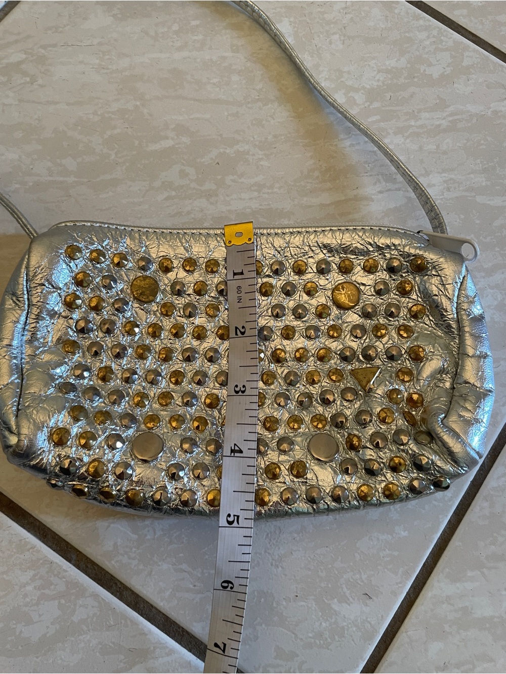 Silver Studded Crossbody Bag - Women - Picture 14 of 15